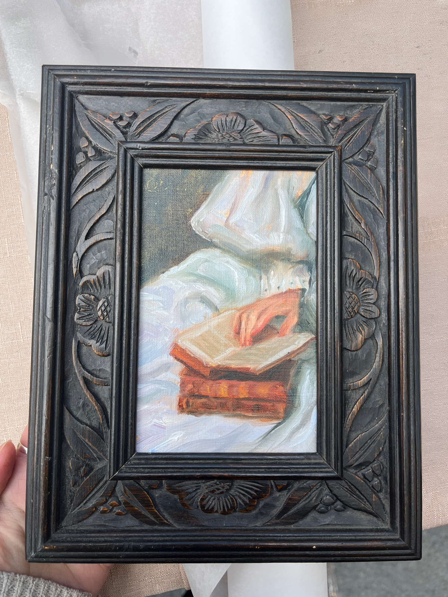 "Hand on books" - Framed