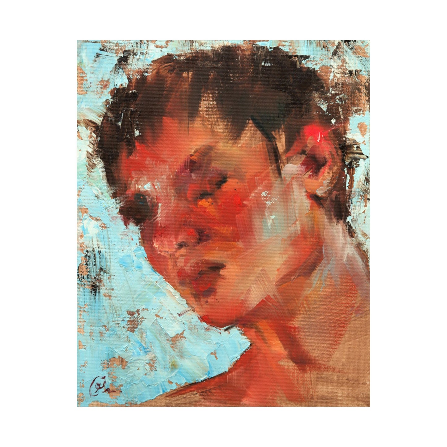 "Indigo" - Oil Portriait Print (Day 75)