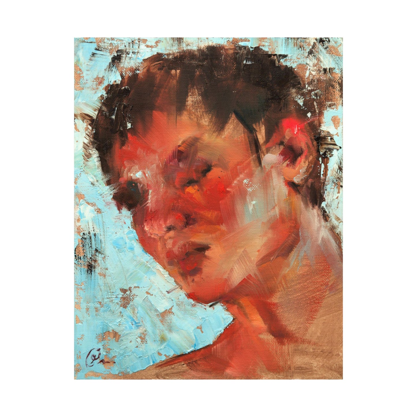 "Indigo" - Oil Portriait Print (Day 75)