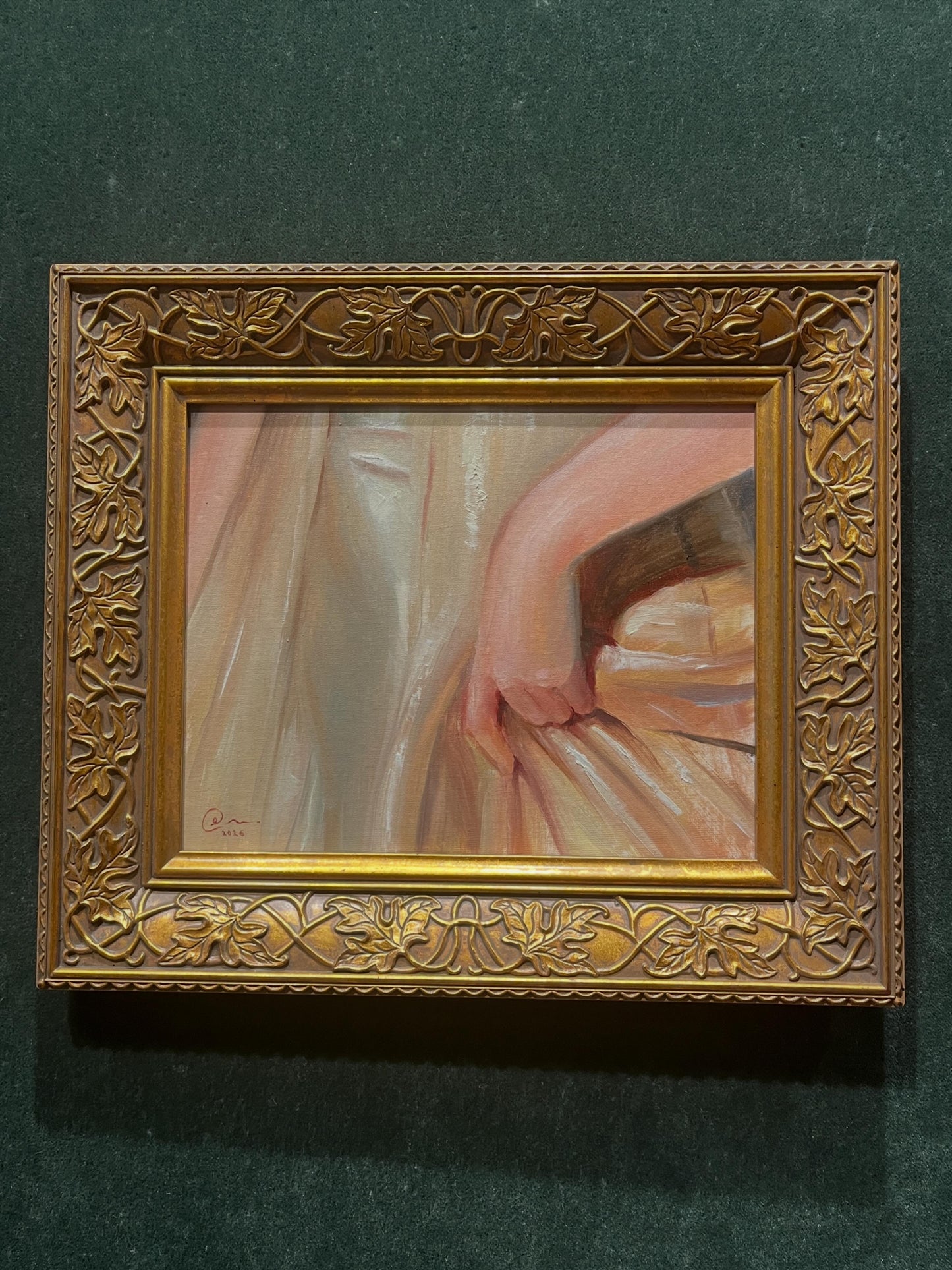 "Hand holding skirt" Framed