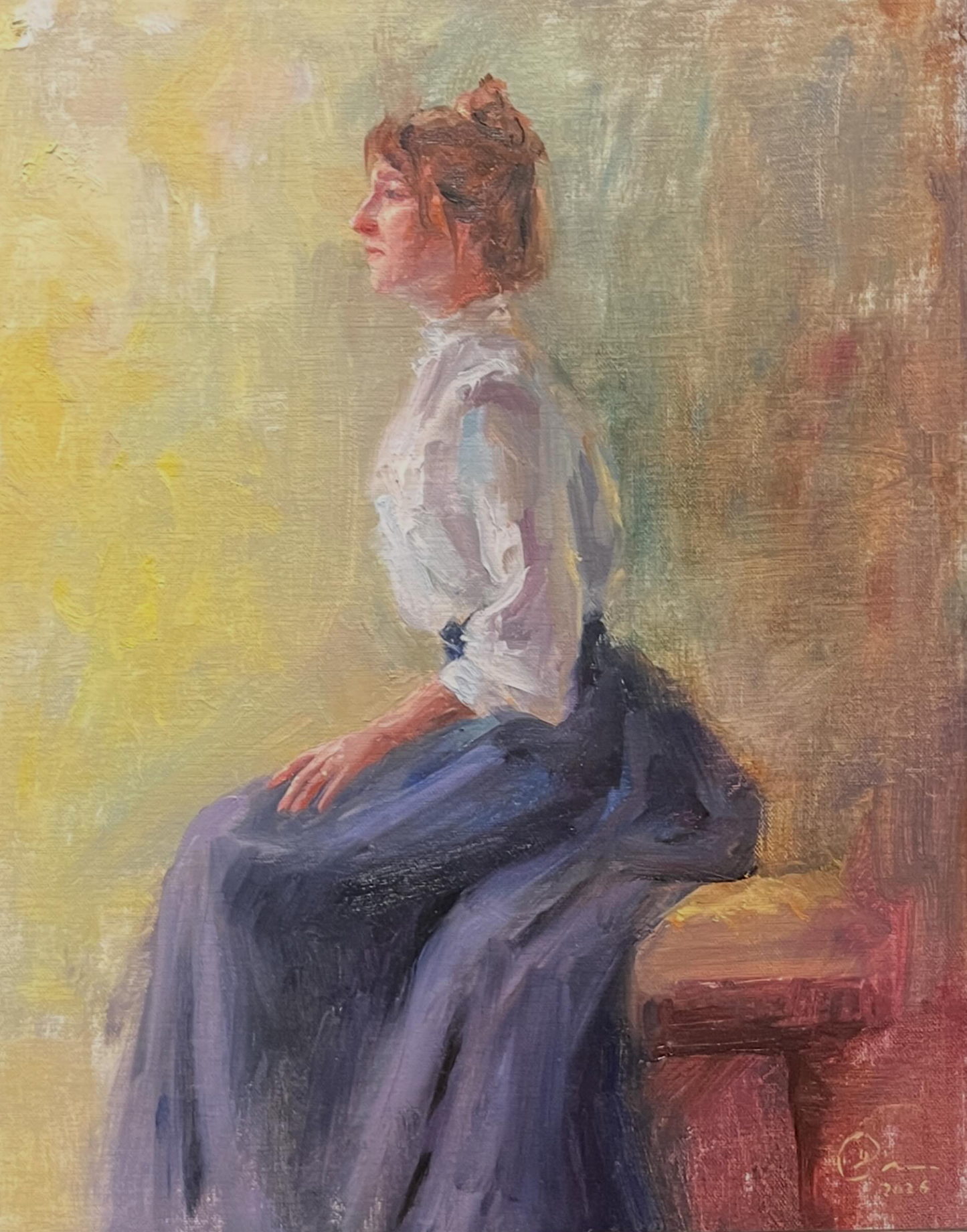 "Girl sitting" - Framed