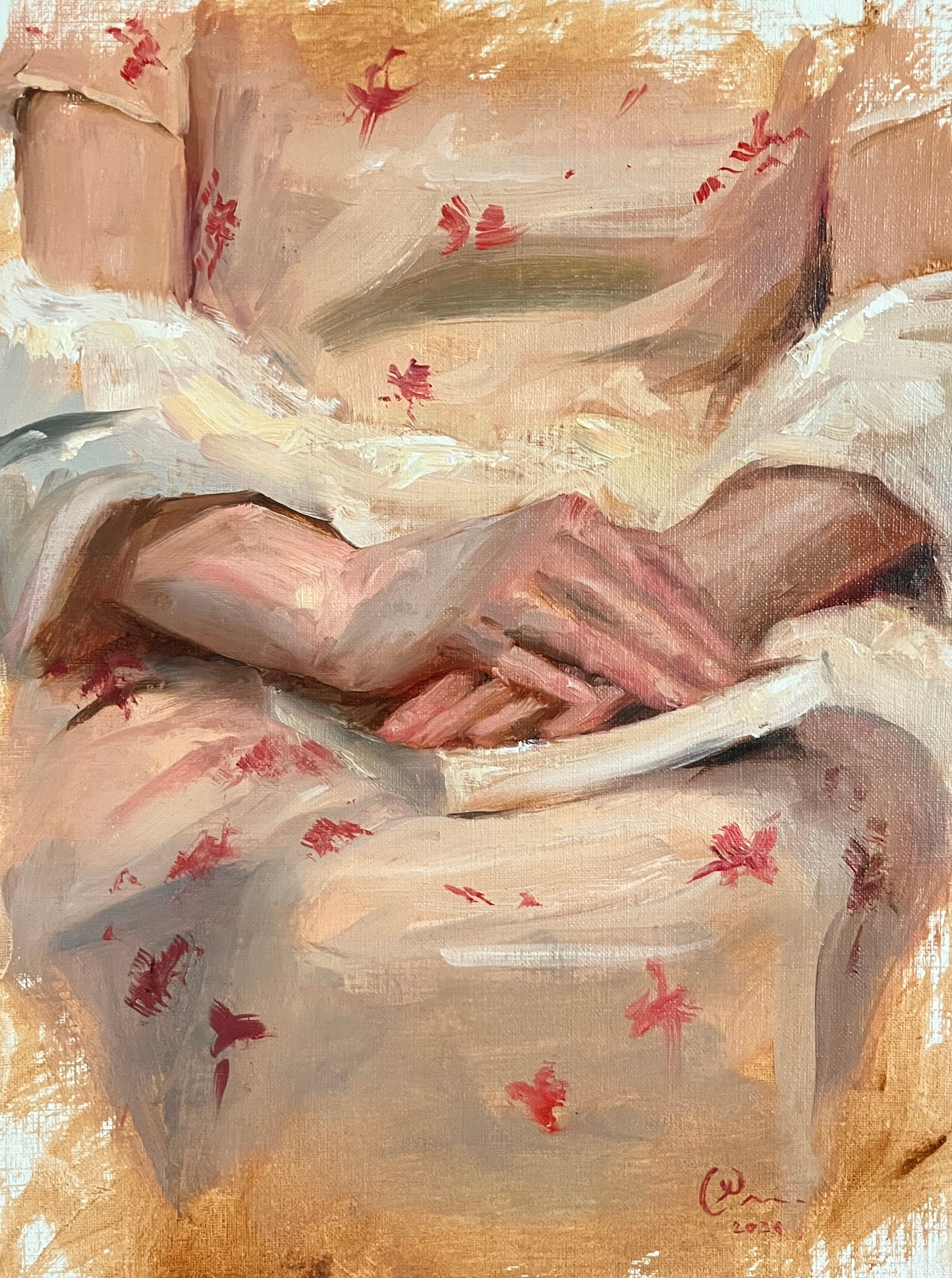 "Hands holding a book" - Framed