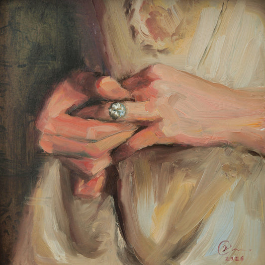 "Hands holding ring" - Framed