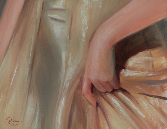 "Hand holding skirt" Framed